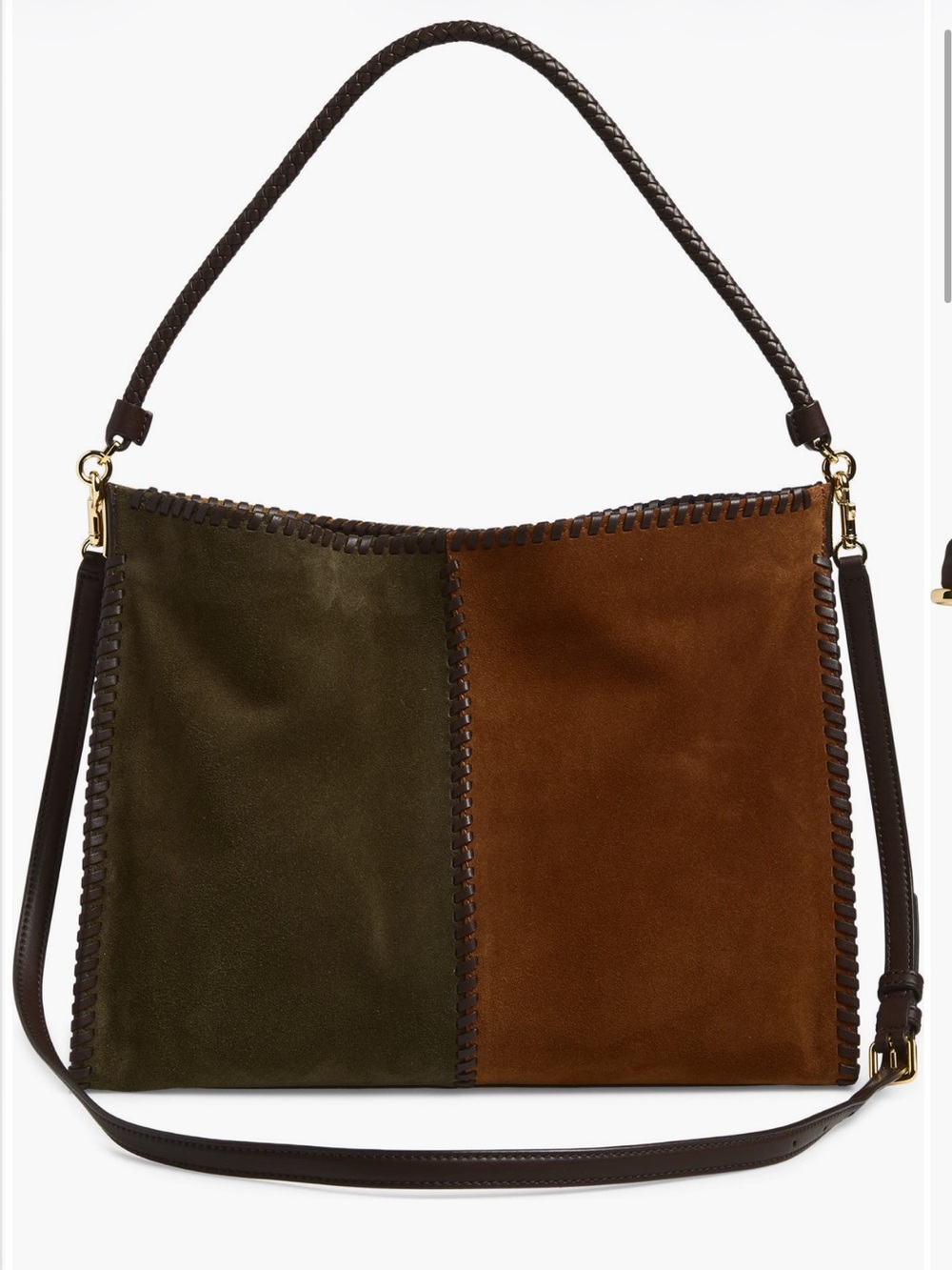 Veronica Beard Vida Colorblock Suede Hobo Bag